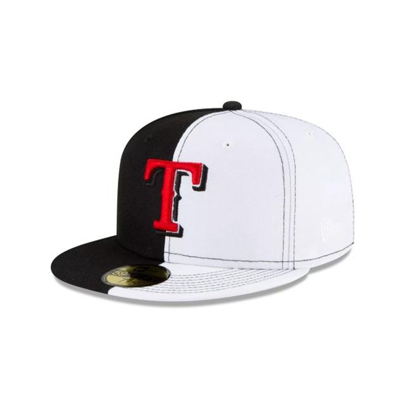 MLB Texas Rangers Split Crown 59Fifty Fitted (ZQF9223) - Black New Era Caps